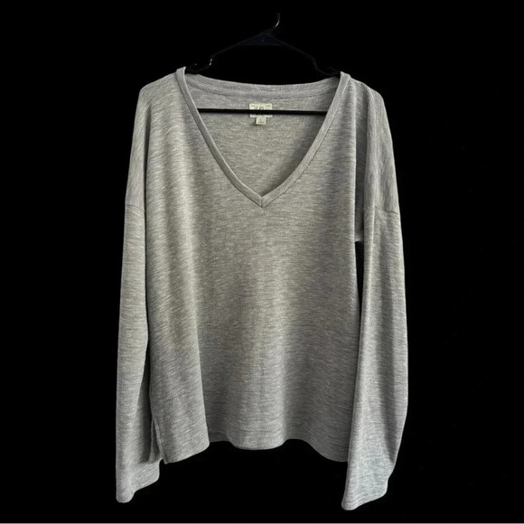 J. Crew Vintage Fleece Women's Gray V Neck Long Sleeve Sweater Top Size Large - Picture 4 of 13